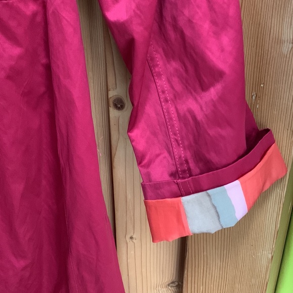 DKNY Hot 💕 Pink Magenta Barbiecore Trench Coat Jacket Watercolor Print Lined 💕 - Picture 5 of 16